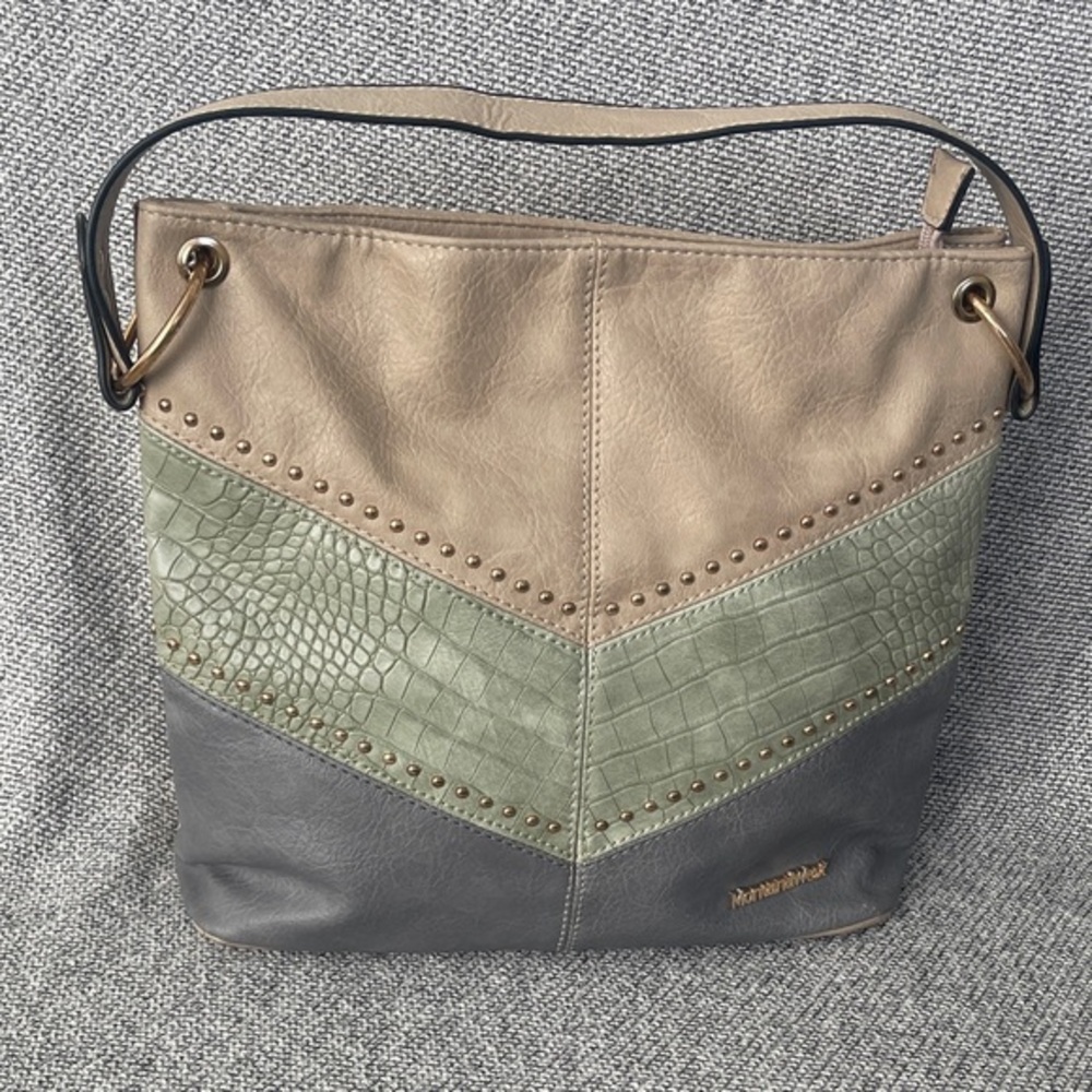 Montana West Tan, Green, and Gray Shoulder Bag